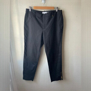𝅺calvin Klein black ankle zip trousers size 10 with gold hardware
